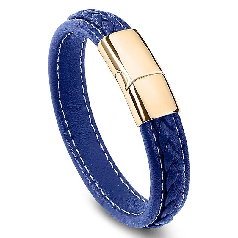 blue Leather Bracelet for men boys online in Pakistan