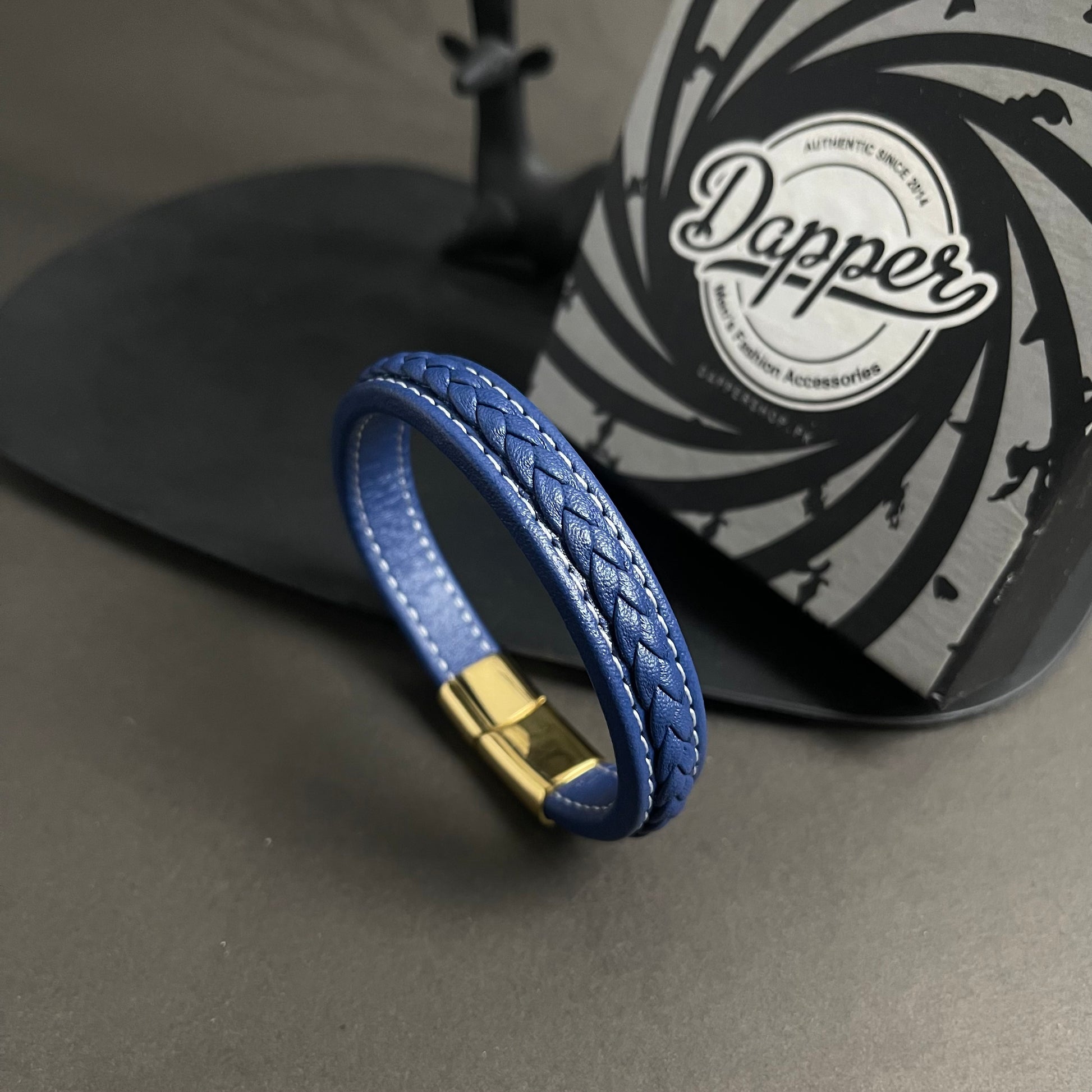 blue Leather Bracelet for men boys online in Pakistan