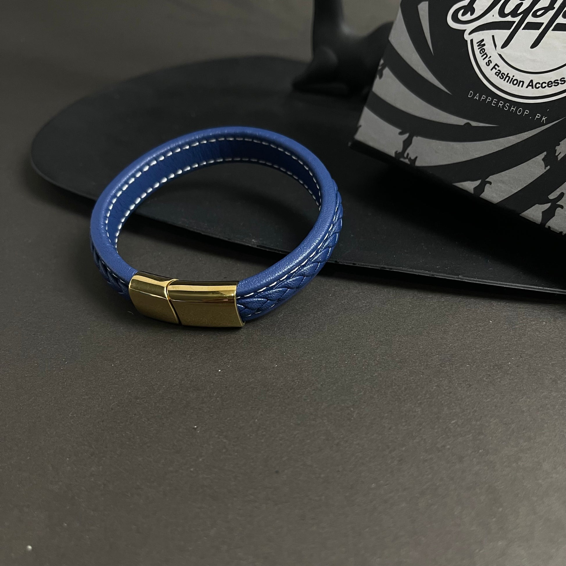 blue Leather Bracelet for men boys online in Pakistan