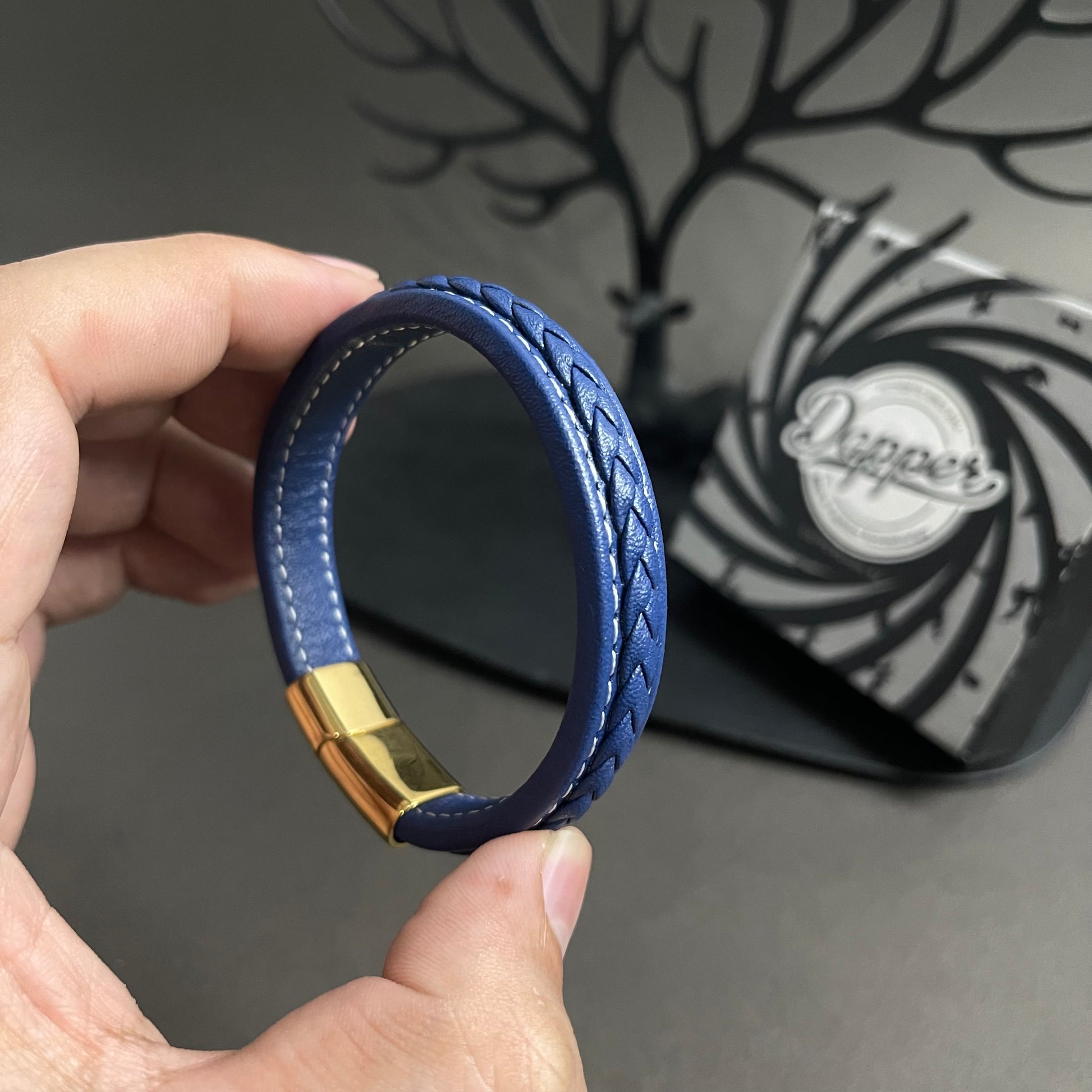 blue Leather Bracelet for men boys online in Pakistan