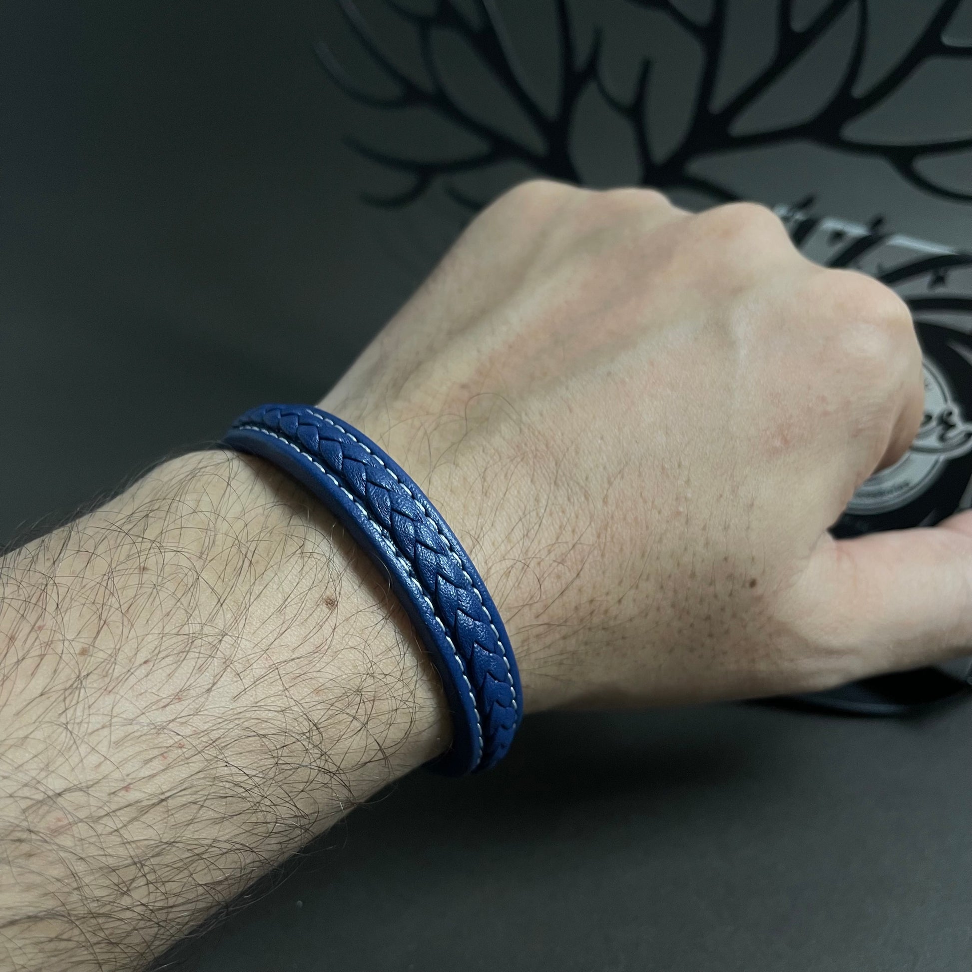 blue Leather Bracelet for men boys online in Pakistan