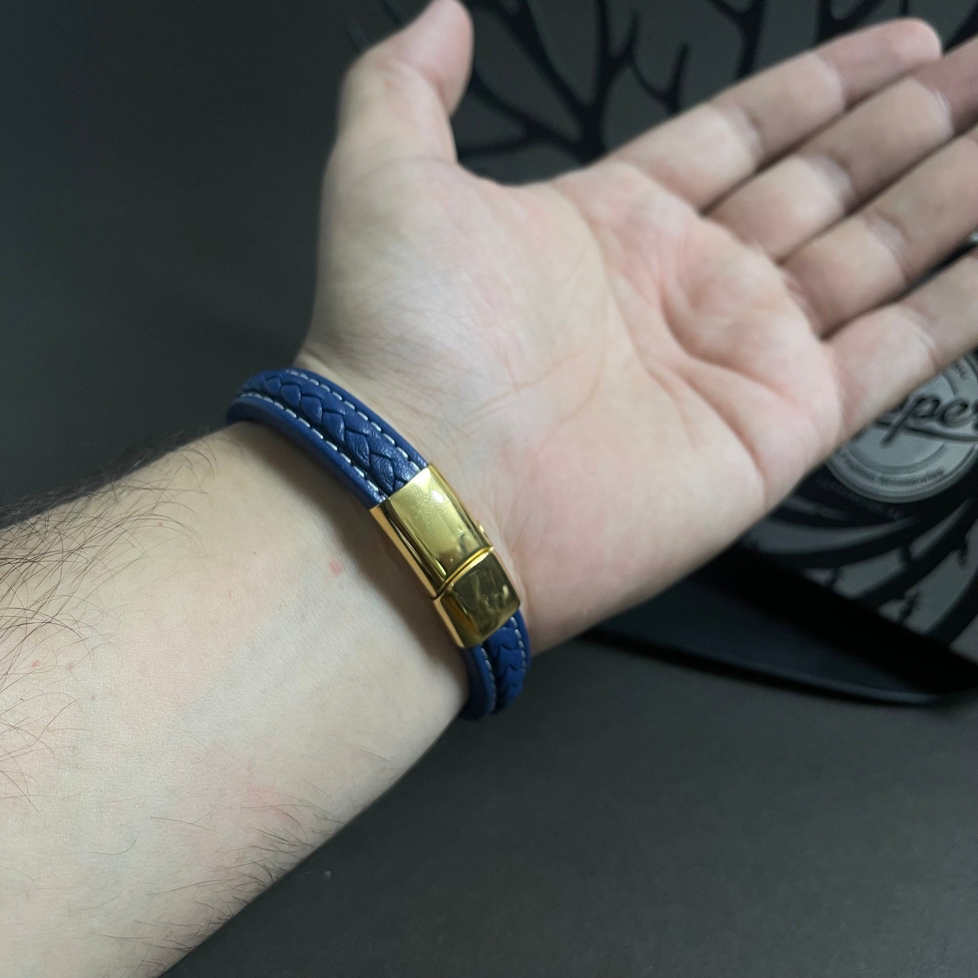 blue Leather Bracelet for men boys online in Pakistan
