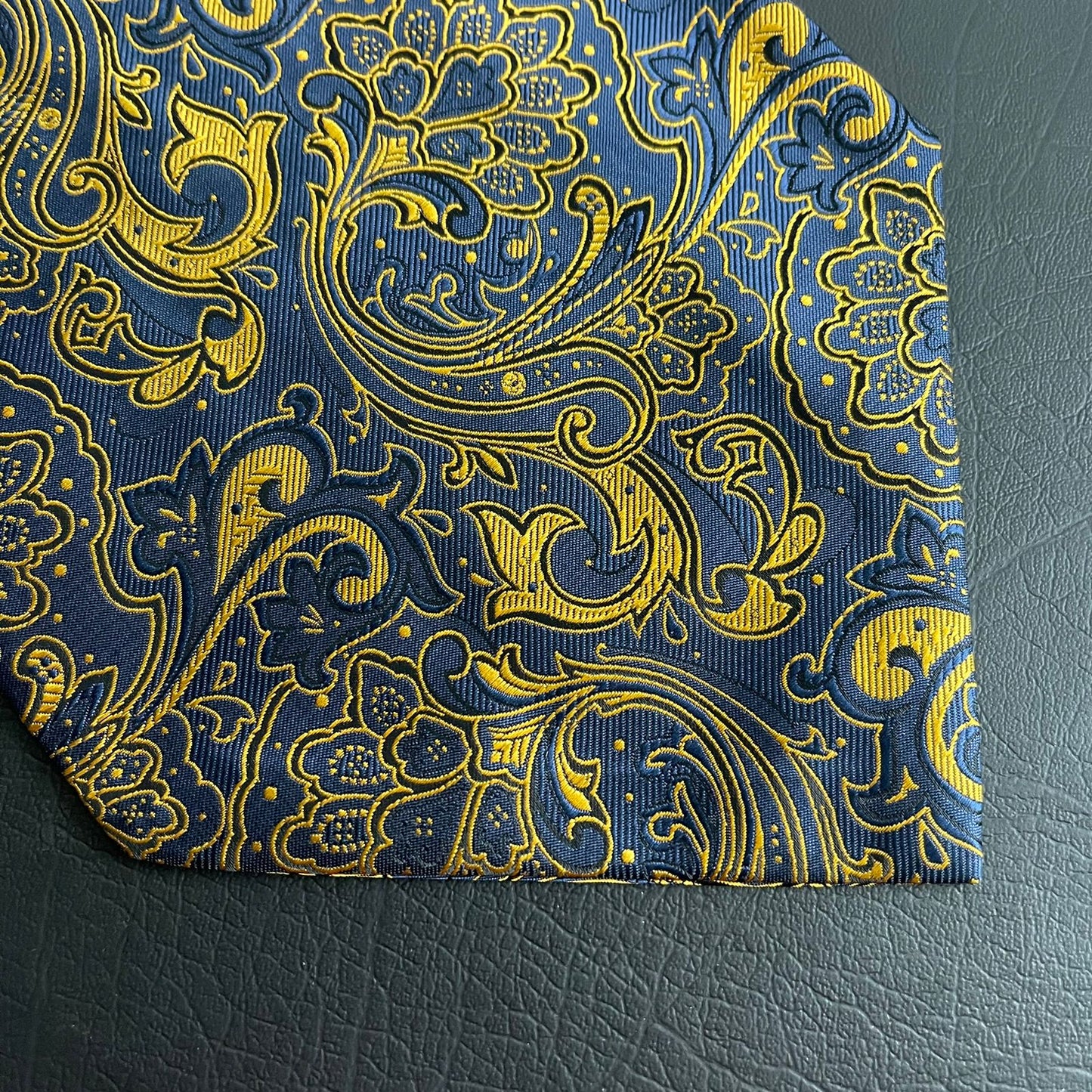 blue Paisley jacquard cravat ascot tie and pocket square set for men online in Pakistan