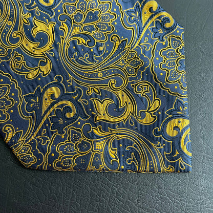 blue Paisley jacquard cravat ascot tie and pocket square set for men online in Pakistan