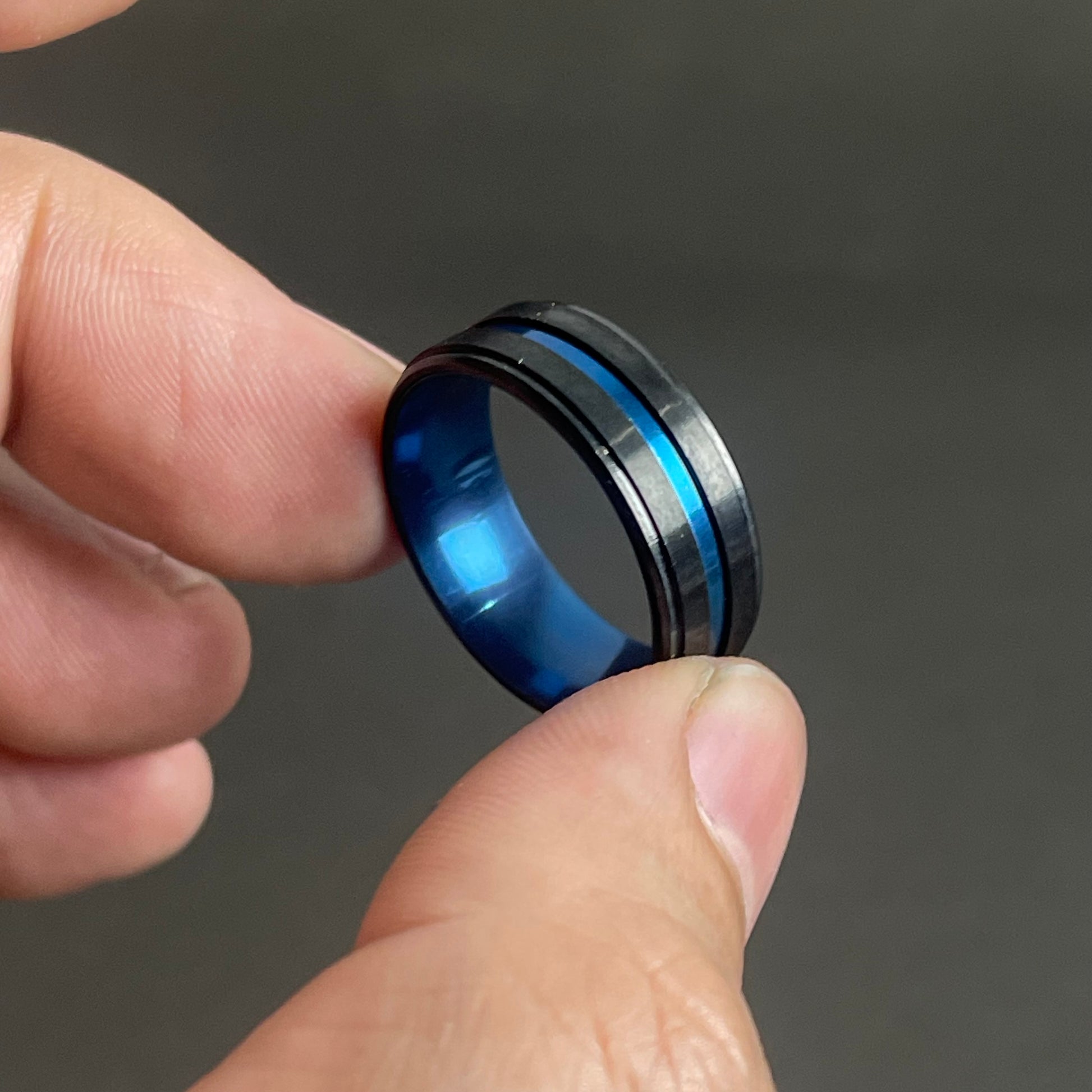 blue and black titanium ring for men online in Pakistan