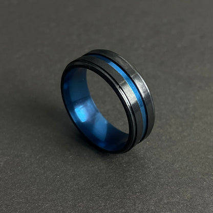 blue and black titanium ring for men online in Pakistan