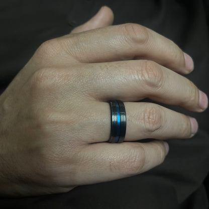 blue and black titanium ring for men online in Pakistan