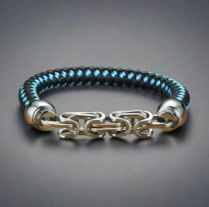 blue and black woven chain bracelet for men in Pakistan