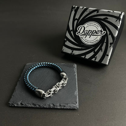 blue and black woven chain bracelet for men in Pakistan