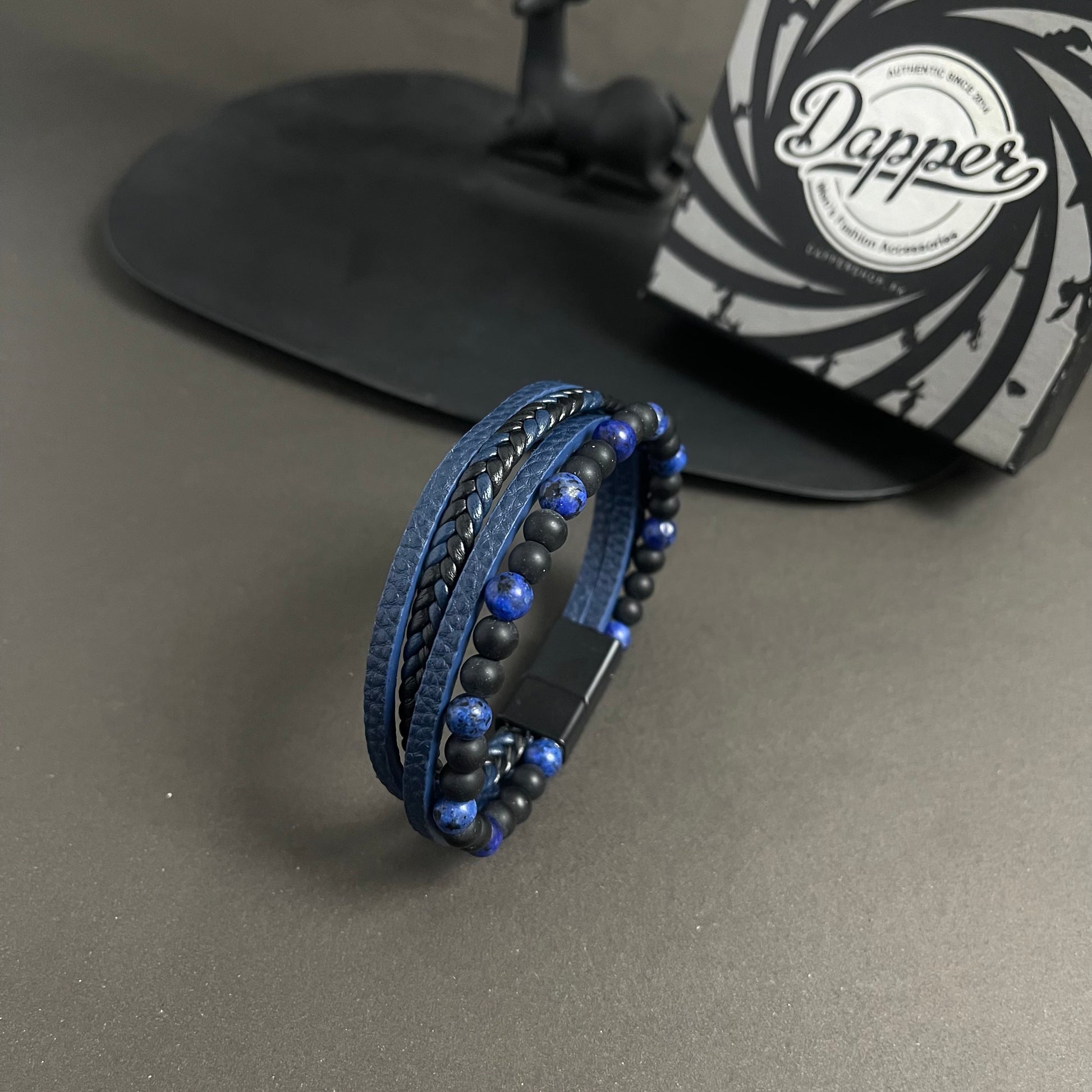 blue leather bracelet for men online in pakistan