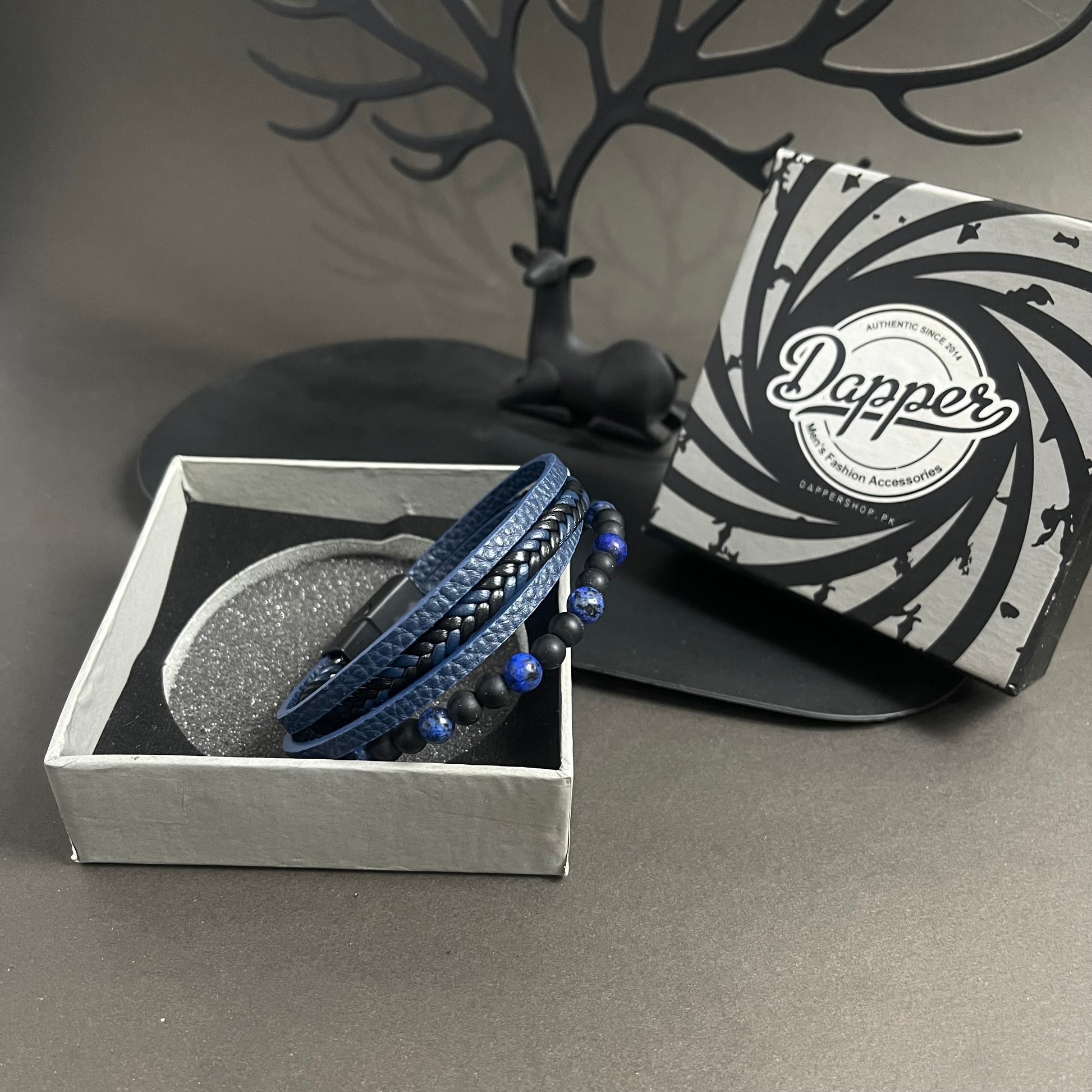 blue leather bracelet for men online in pakistan