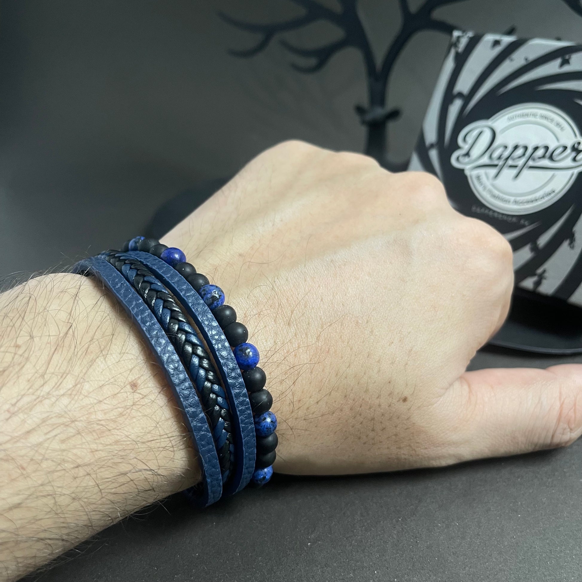 blue leather bracelet for men online in pakistan
