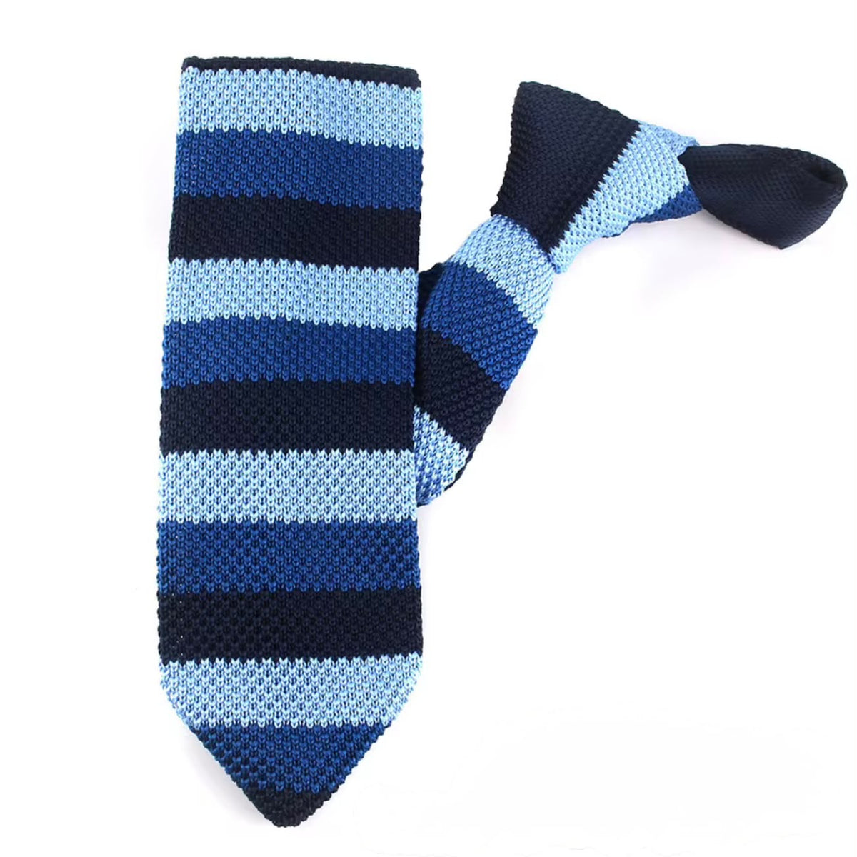 blue stripe knitted tie for men online in Pakistan