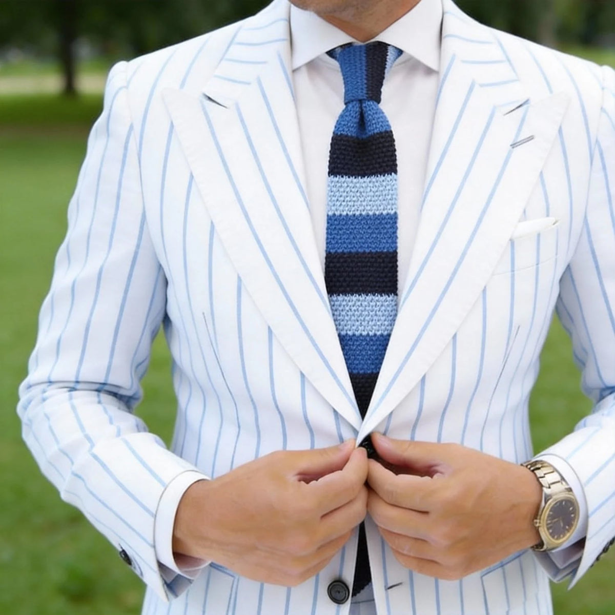 blue stripe knitted tie for men online in Pakistan