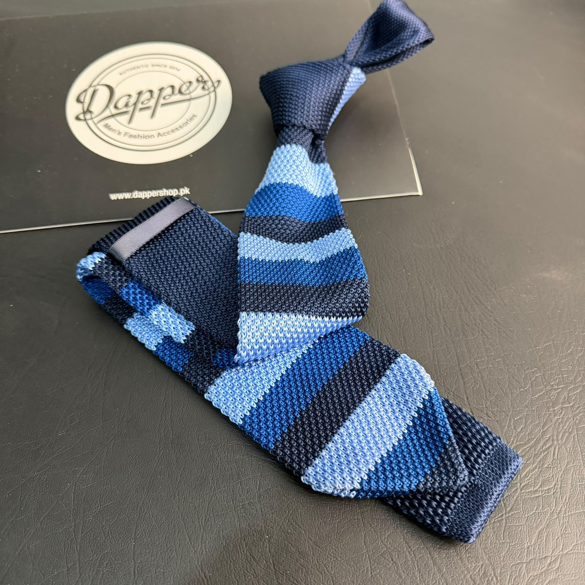 blue stripe knitted tie for men online in Pakistan
