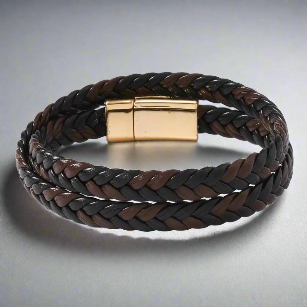 brown black genuine leather bracelet for men in Pakistan