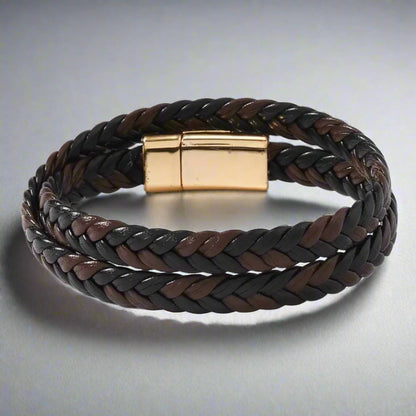 brown black genuine leather bracelet for men in Pakistan