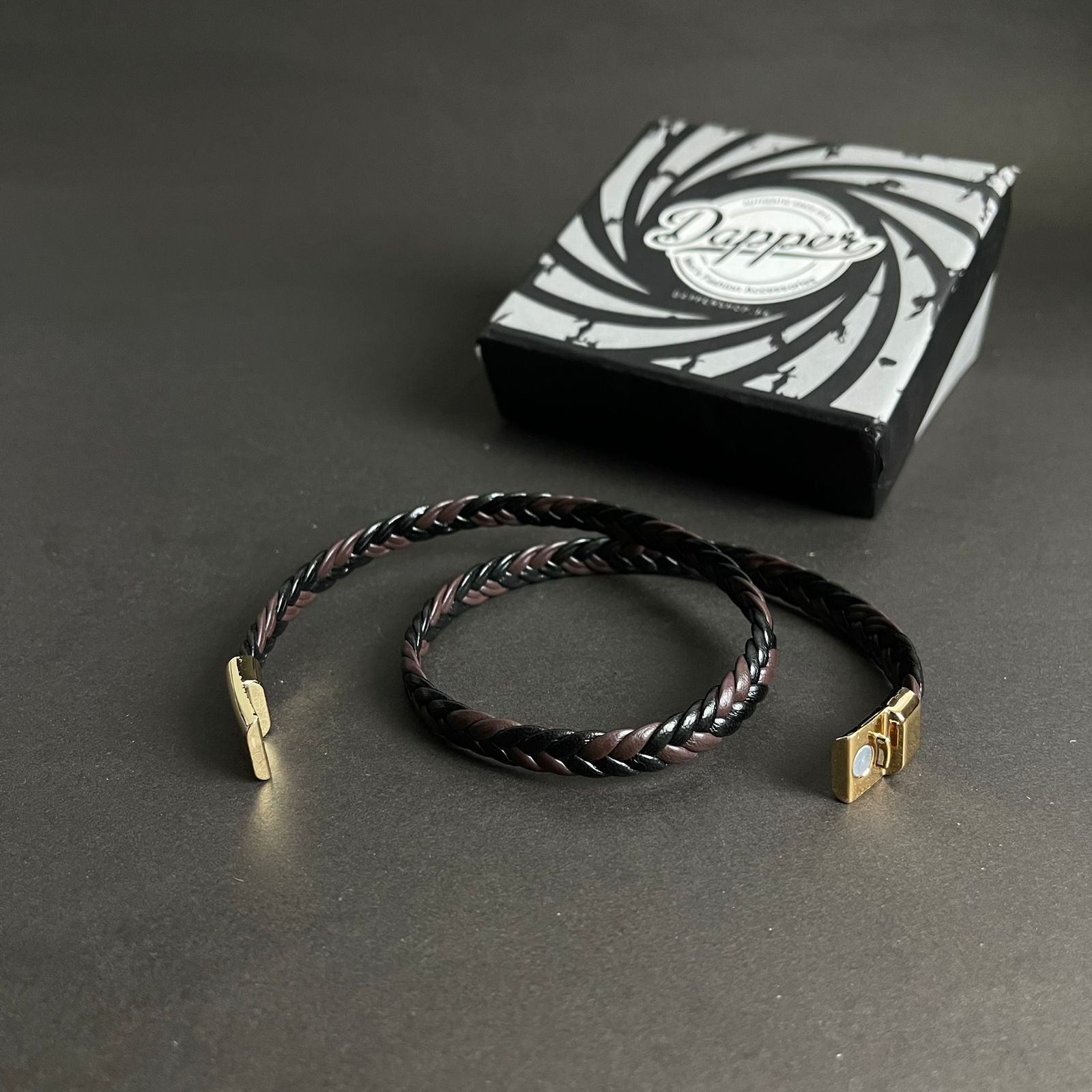 brown black genuine leather bracelet for men in Pakistan