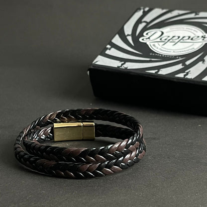 brown black genuine leather bracelet for men in Pakistan