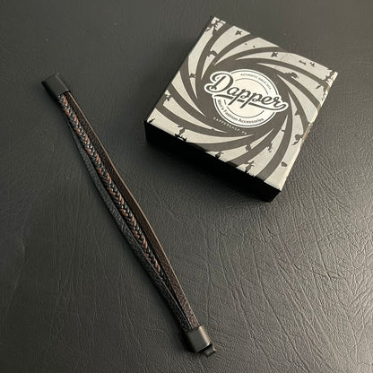 brown braided layered leather bracelet for men online in Pakistan