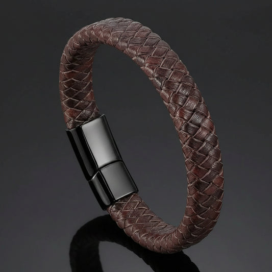 brown braided leather bracelet for men in Pakistan
