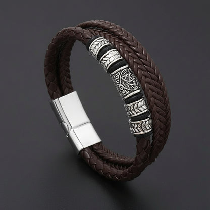 brown braided leather bracelet for men online in Pakistan