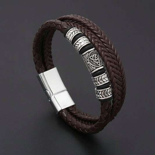 brown braided leather bracelet for men online in Pakistan