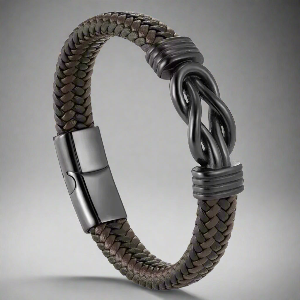 brown infinity leather bracelet for men online in Pakistan