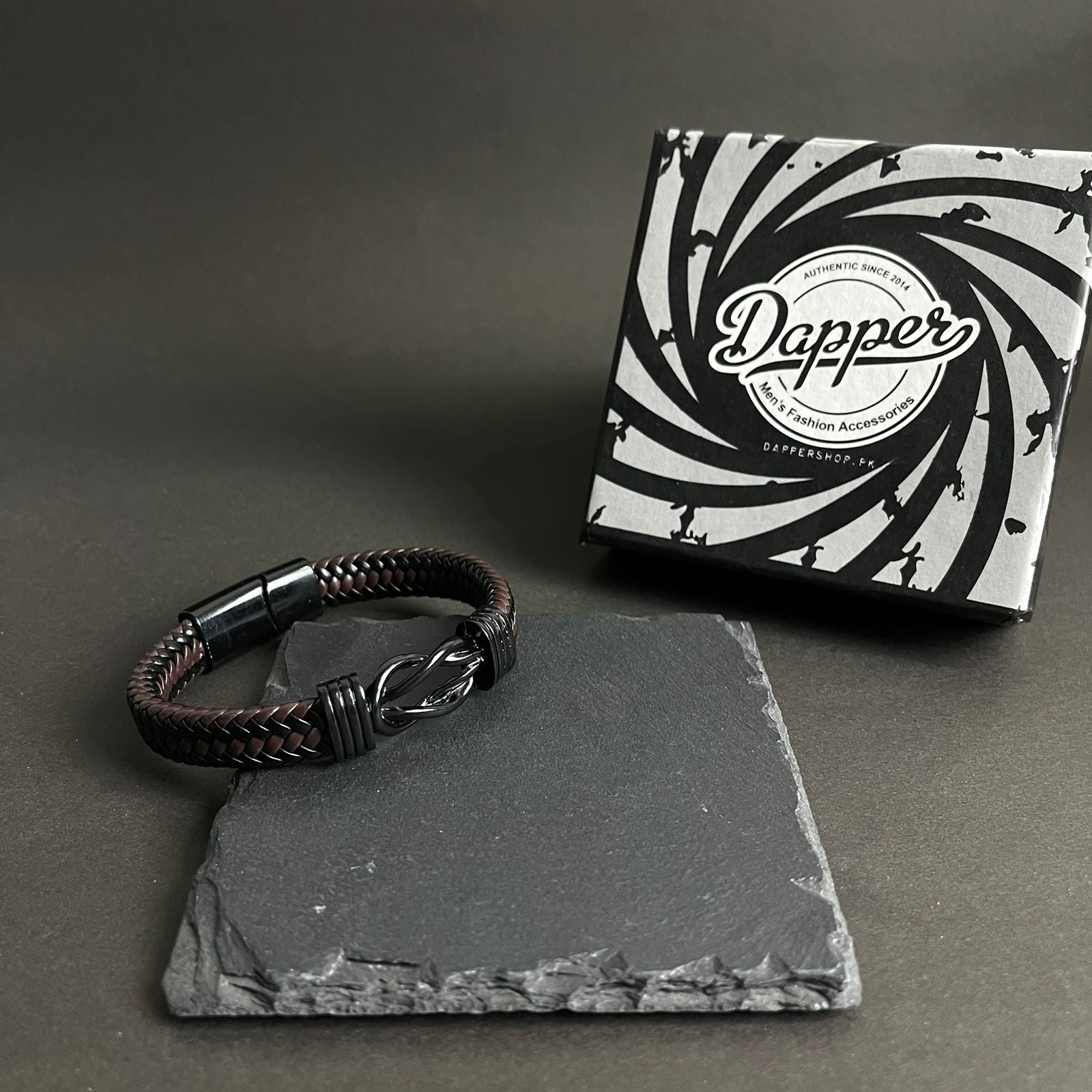 brown infinity leather bracelet for men online in Pakistan