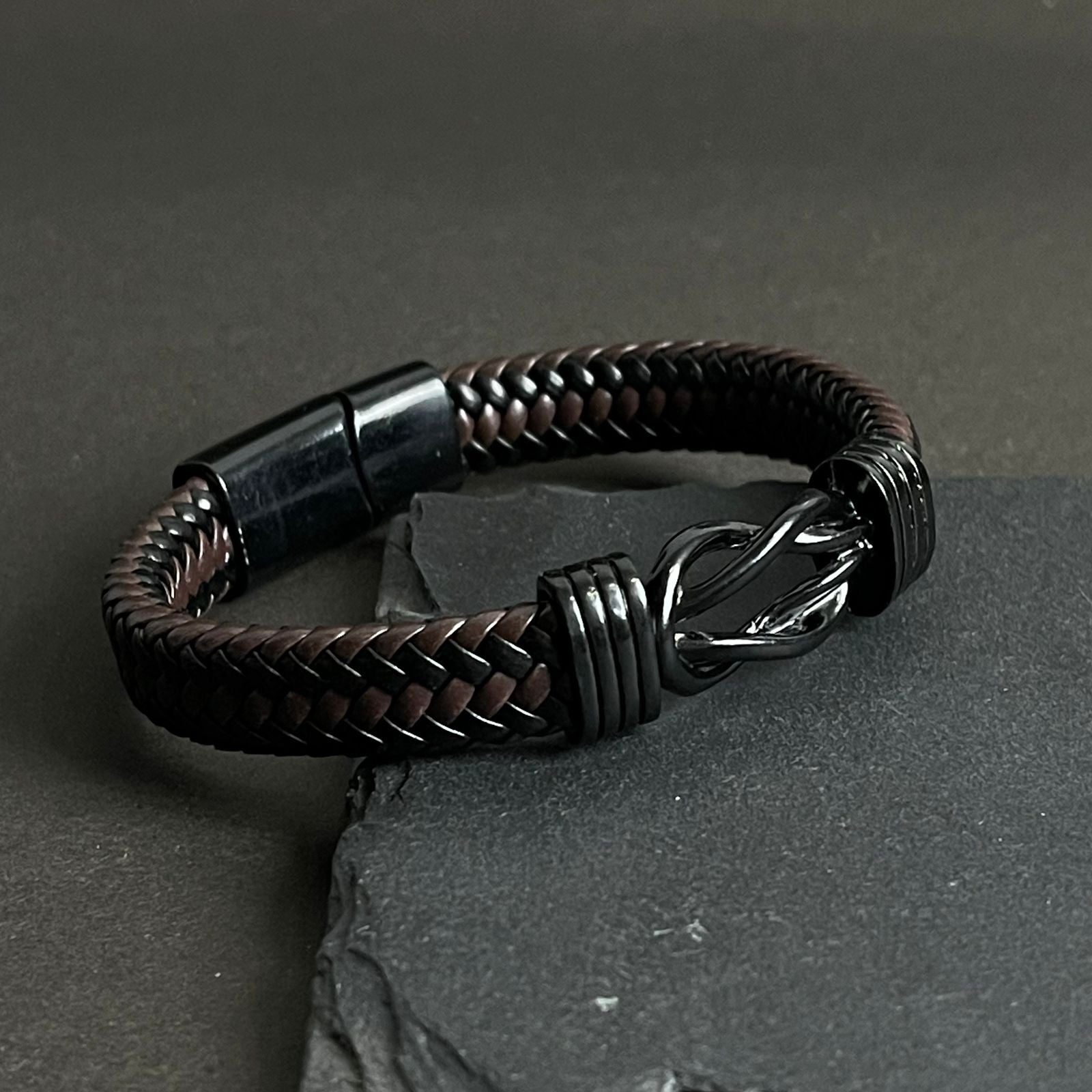 brown infinity leather bracelet for men online in Pakistan