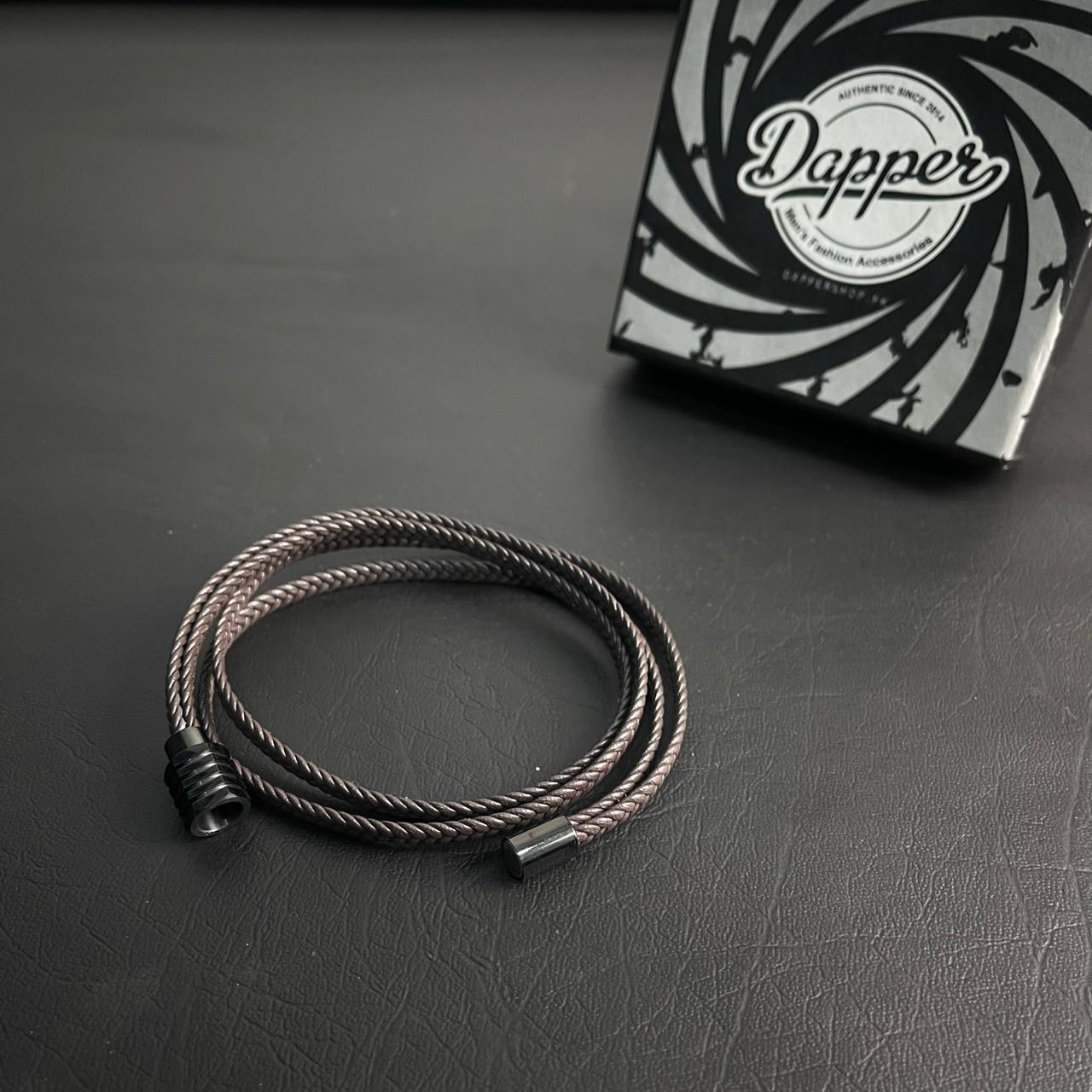 brown layered leather bracelet for men