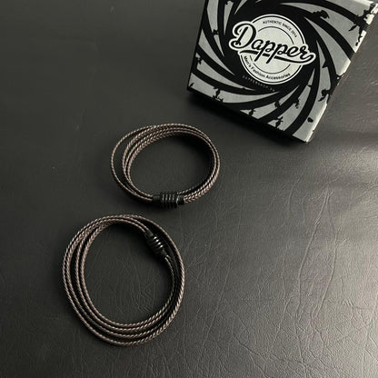 brown layered leather bracelet for men