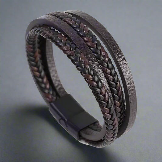 brown layered leather bracelet for men online in Pakistan