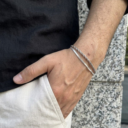 silver double layered bracelet for men in Pakistan