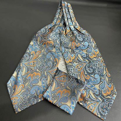 floral men's ascot tie, jacquard cravat tie and pocket square set online in Pakistan 