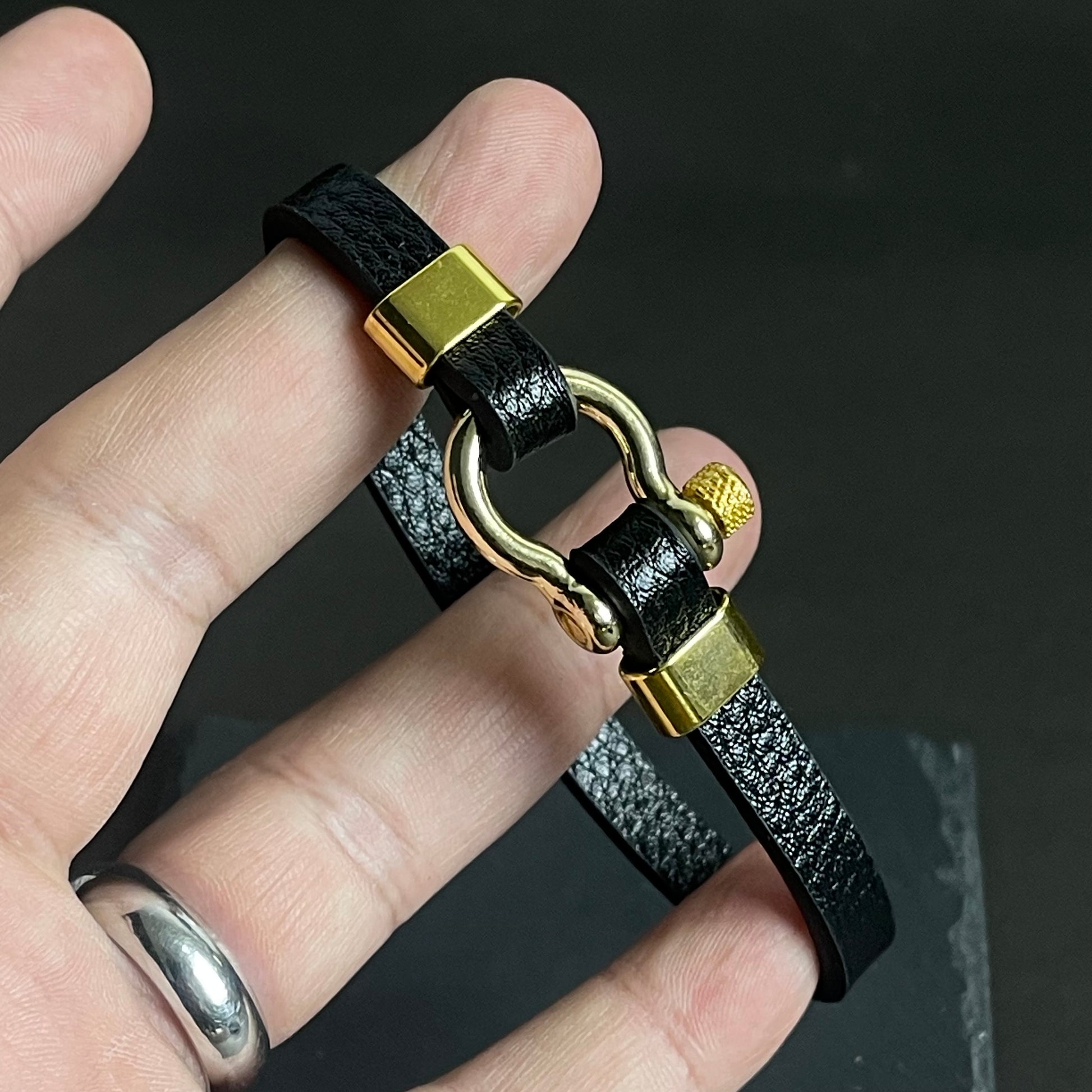 golden latch leather braelet for men online in pakistan