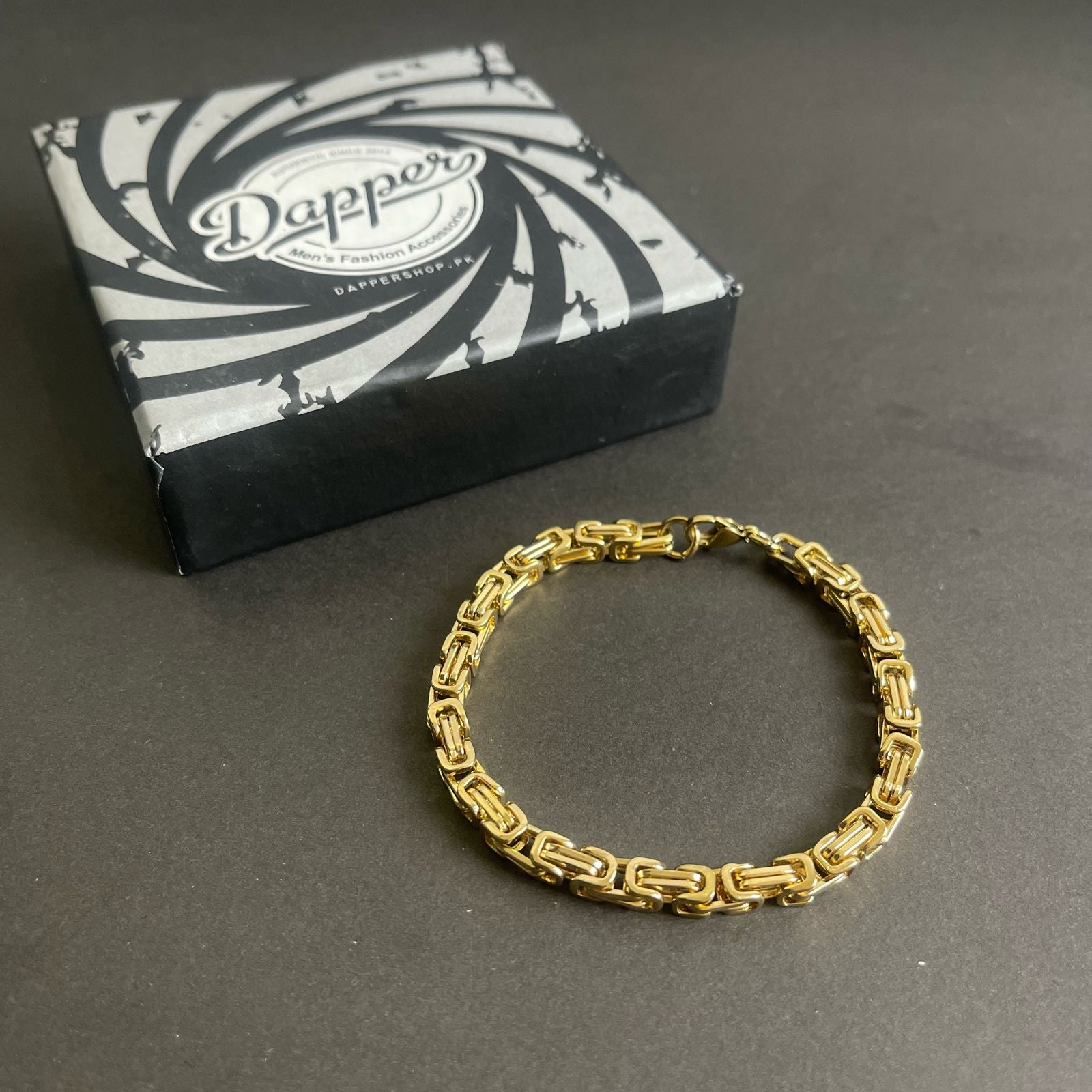 golden stainless steel chain bracelet for men online in Pakistan