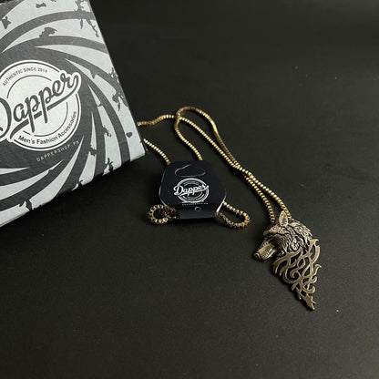 golden wolf head pendant necklace for men Pakistan