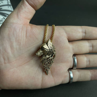 golden wolf head pendant necklace for men Pakistan