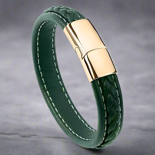 green Leather Bracelet for men boys online in Pakistan