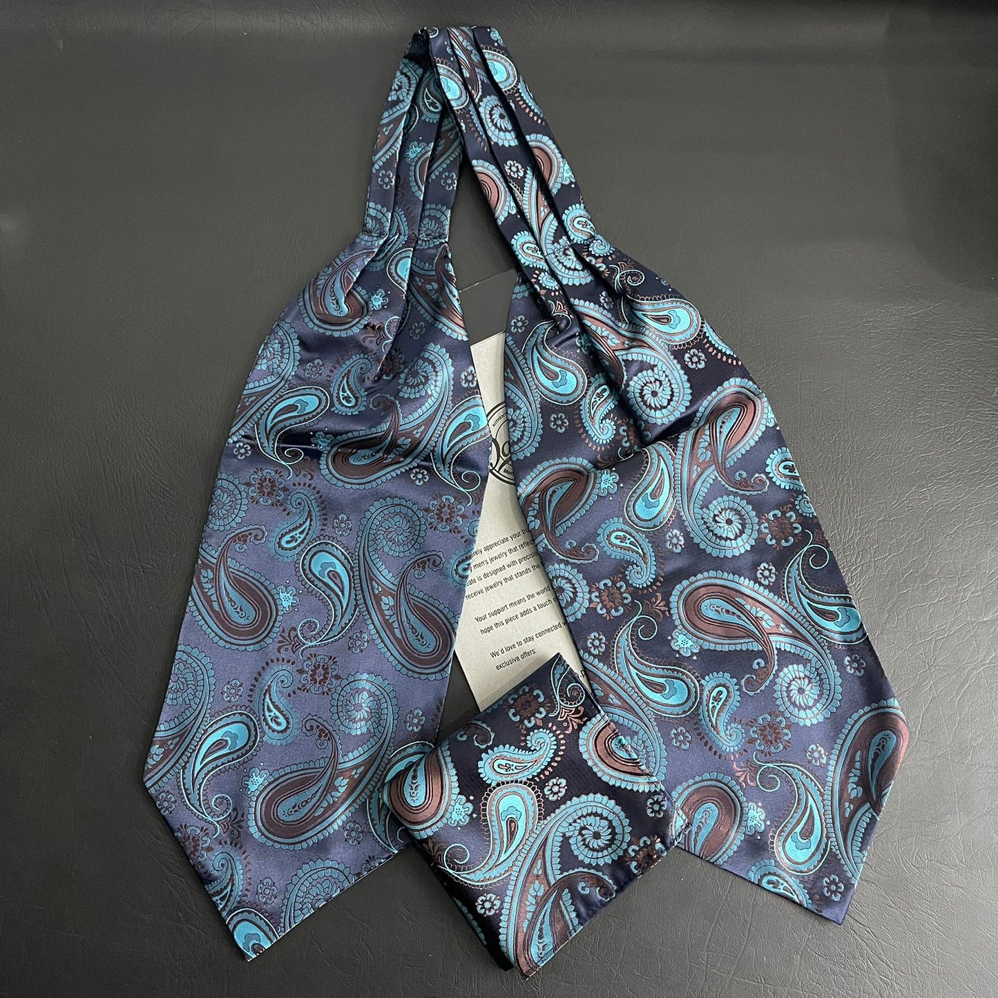 green Paisley Ascot Tie, cravat tie and pocket square for men online in Pakistan