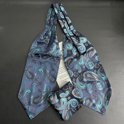 green Paisley Ascot Tie, cravat tie and pocket square for men online in Pakistan