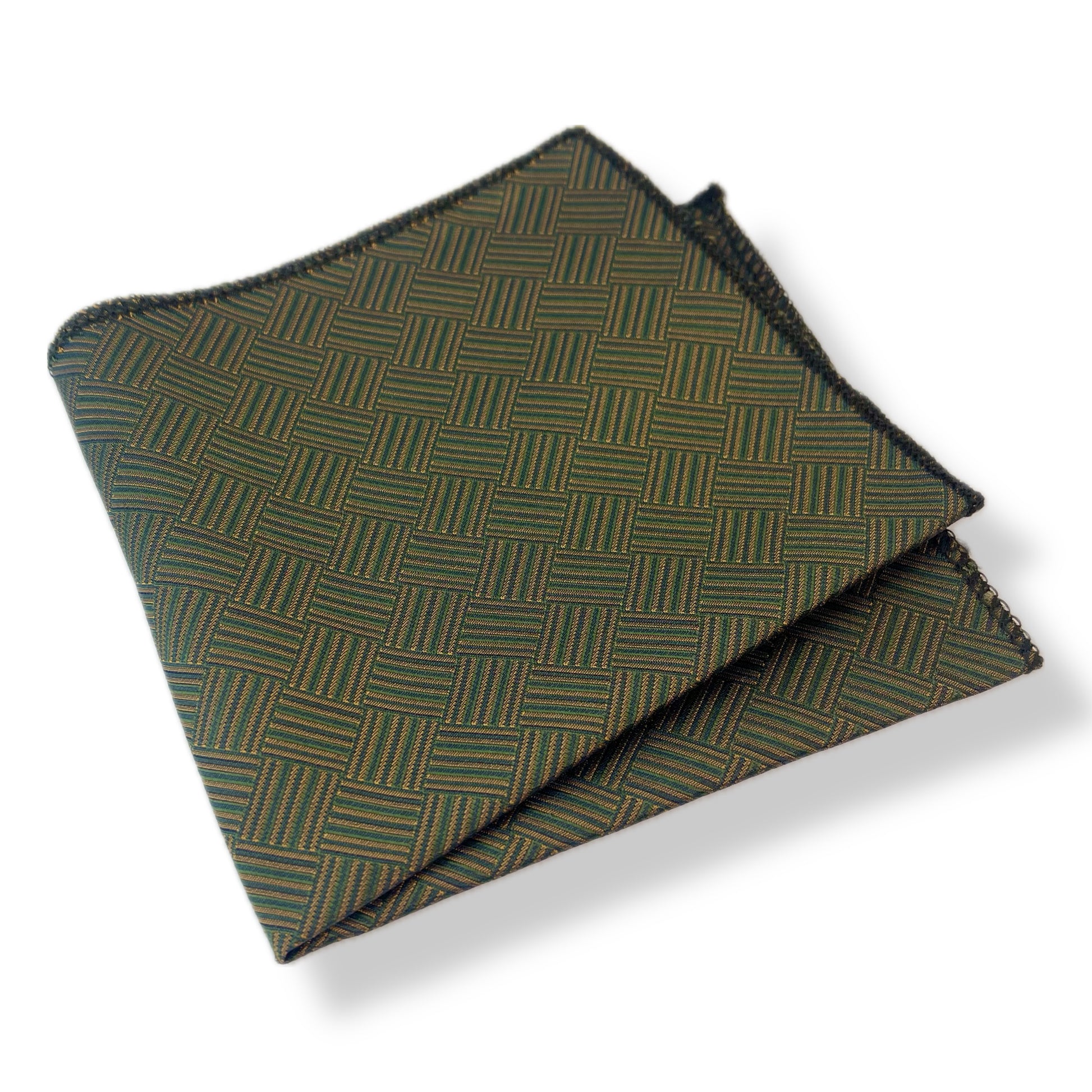 green and golden lines silk pocket square for men online in pakistan