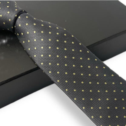 grey tie with green polka dots silk tie for men online in pakistan