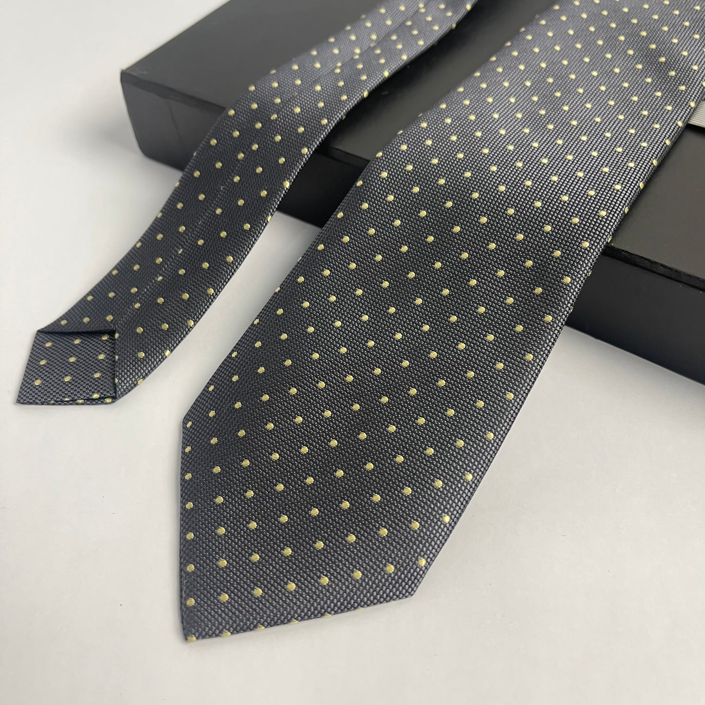 grey tie with green polka dots silk tie for men online in pakistan