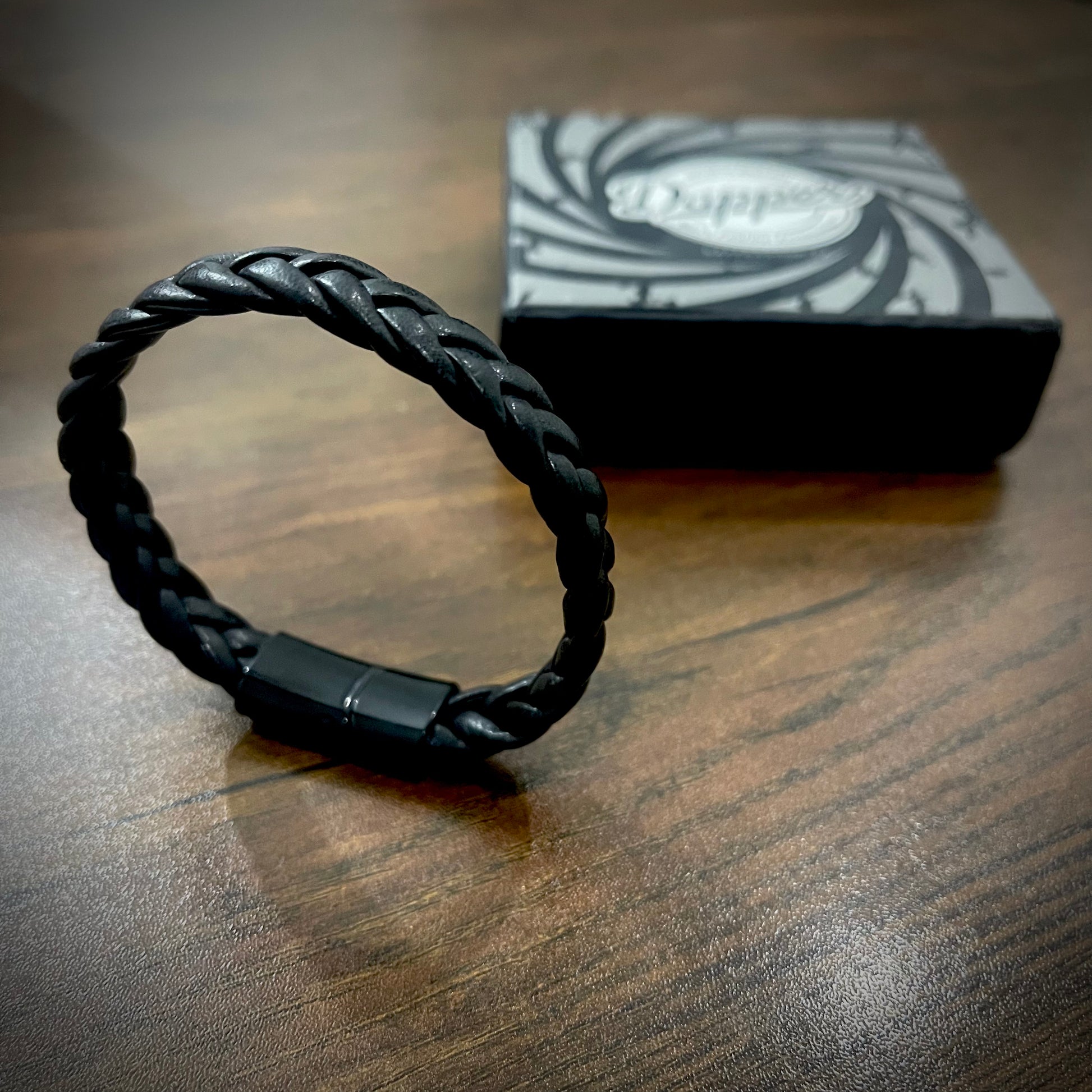 buy black braided geniun leather bracelet for men pakistan