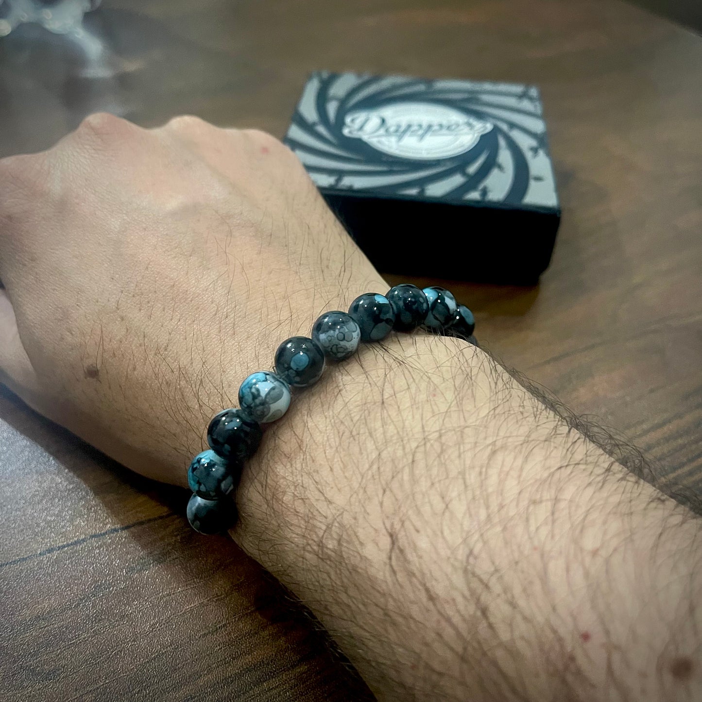 8mm blue marble stone beads bracelet for men women in pakistan