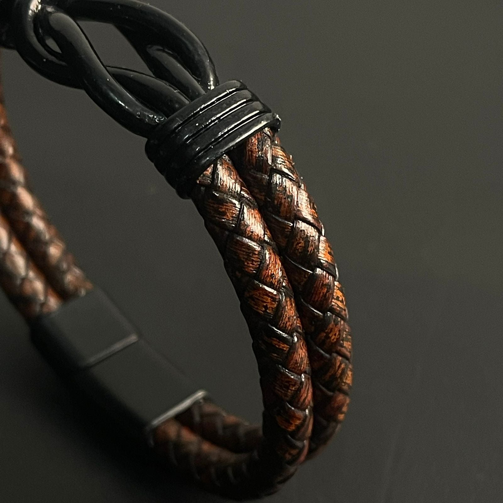 infinity brown layered leather bracelet for men