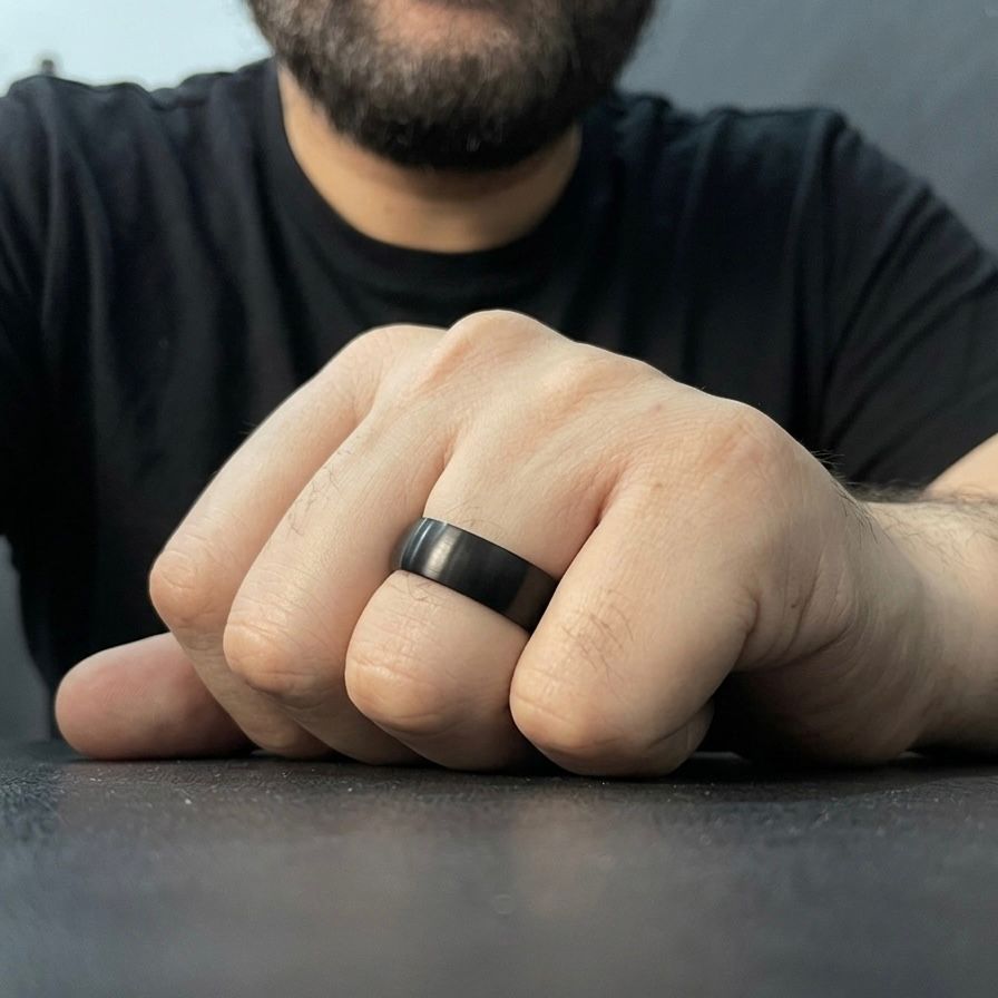 matt black titanium ring for men online in Pakistan