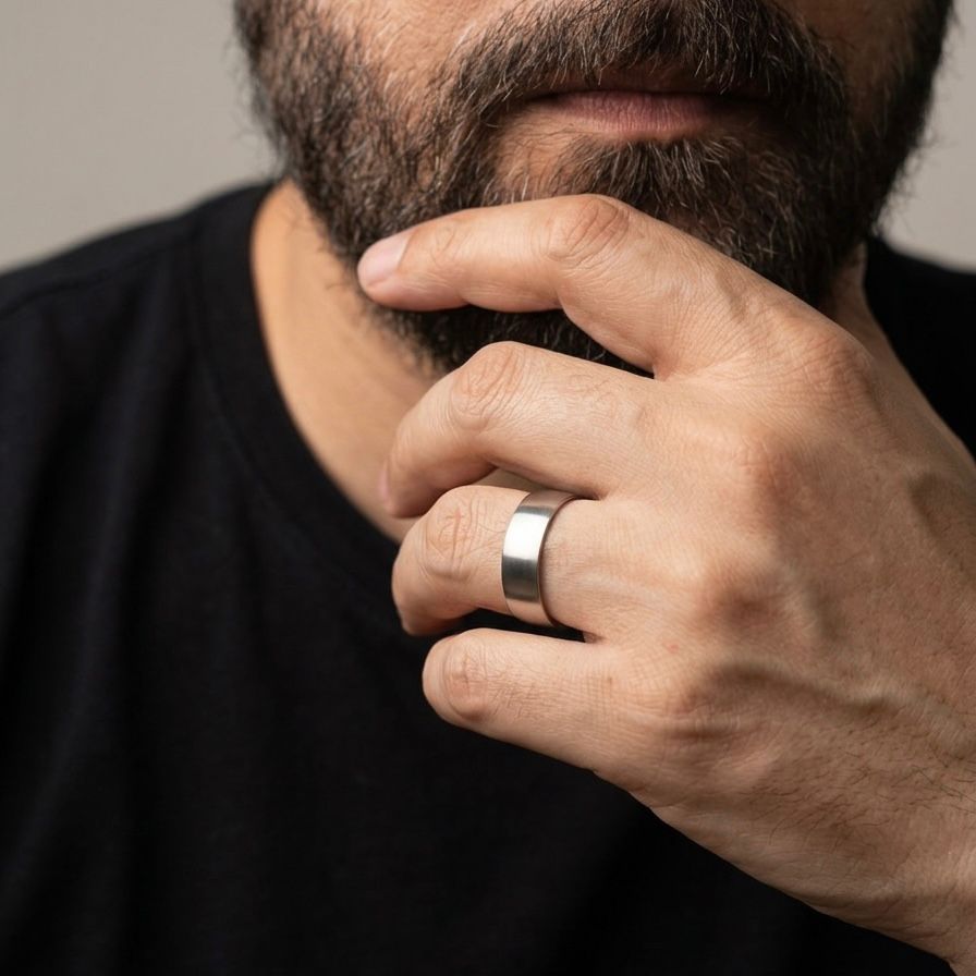 matt silver titanium ring for men online in Pakistan
